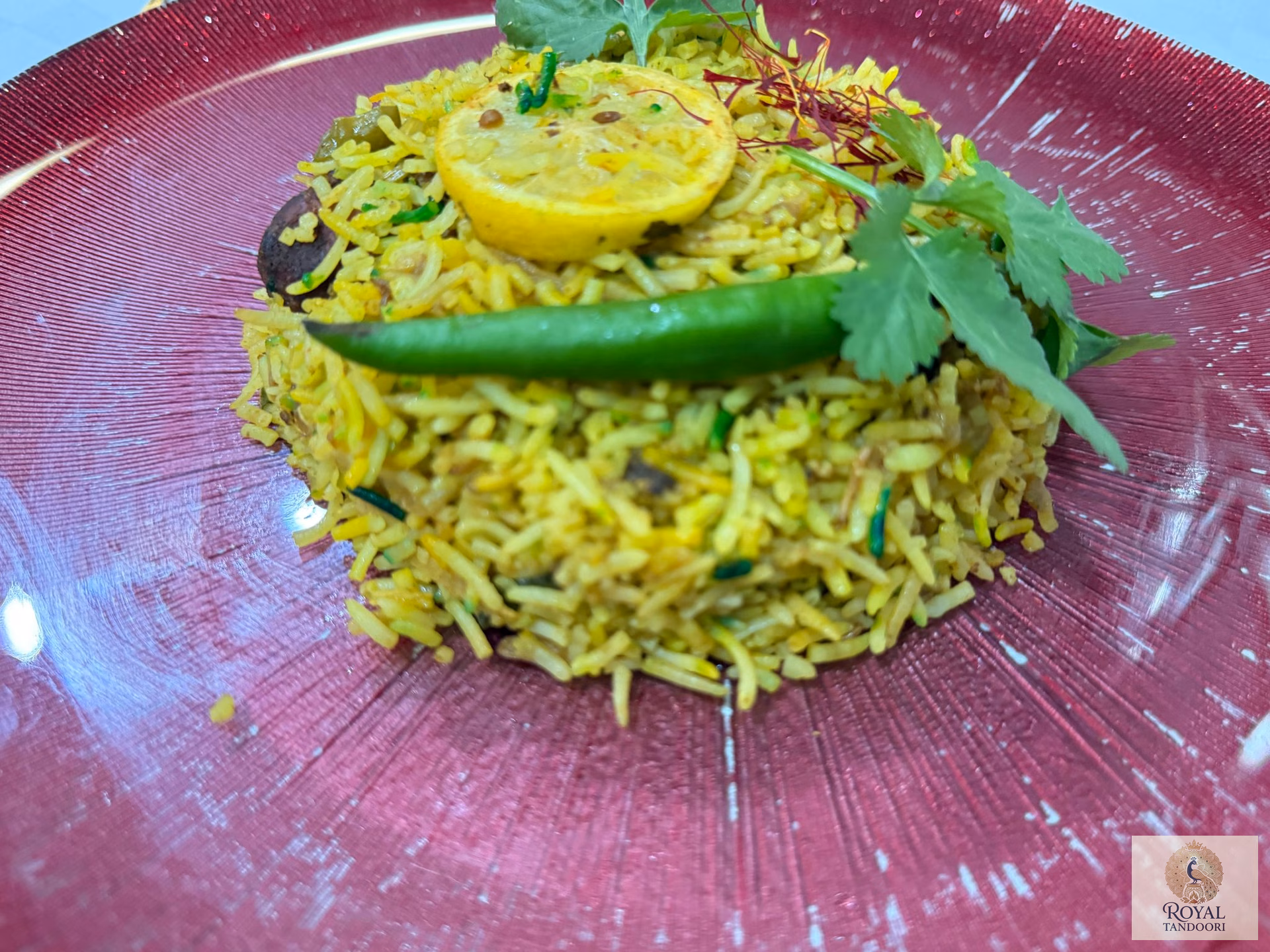 Biryani de arroz basmati con especias en Royal Tandoori, Ponferrada